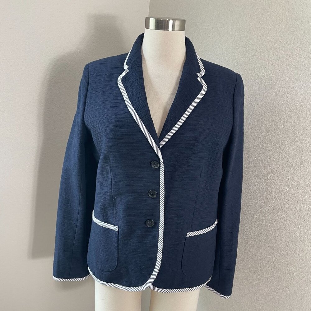 NEW 346‎ Brooks Brothers Womens 12 Navy Blazer Cotton Jacket Nautical Preppy
